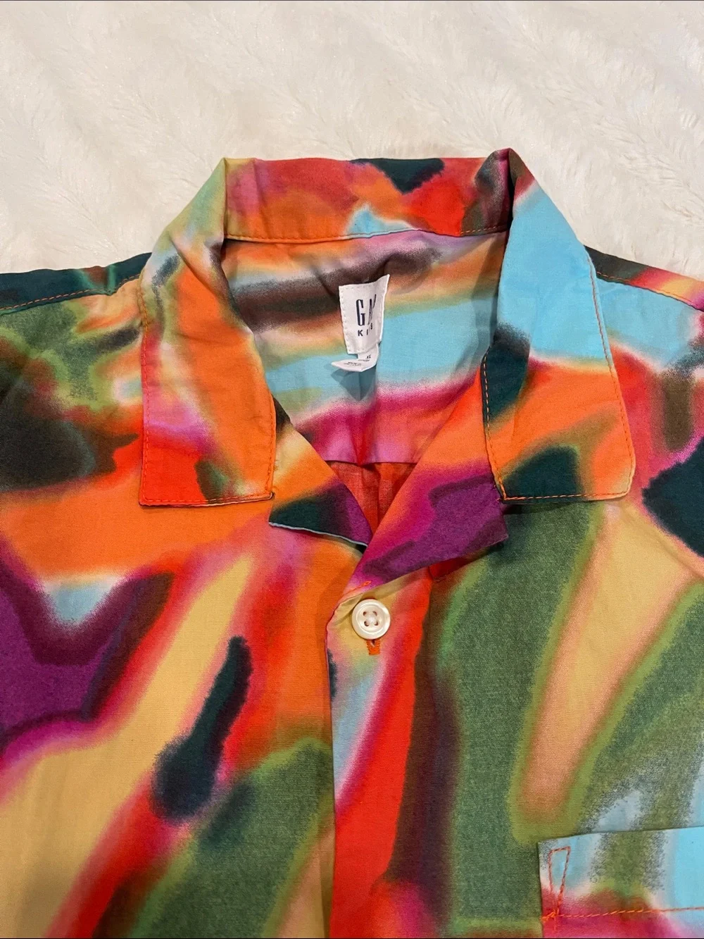 Boys GAP Multicolor Abstract Print Short-Sleeve Button Down Shirt